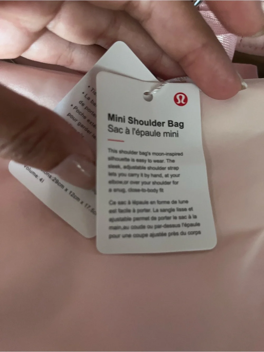 lululemon athletica mini shoulder bag Blush Pink Hobo Shoulder Bag 4L